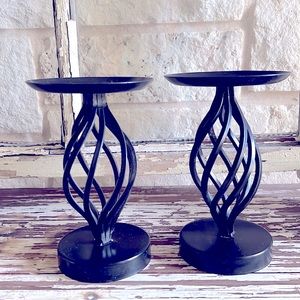 Pair of Candle Holder Black